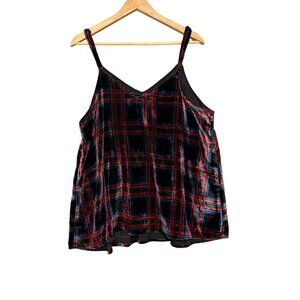 Torrid Womens Velvet Swing Tank Top Size 1X Red Blue‎ Plaid Academia Grunge Punk